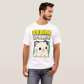 猫不気味ちゃん – 面白いハロウィンのかわいい猫 Tシャツ (正面フル)
