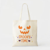 猫不気味とのタイムカボチャ顔ハロウィン トートバッグ (正面)