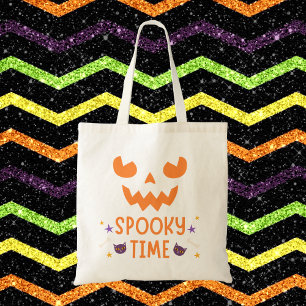 猫不気味とのタイムカボチャ顔ハロウィン トートバッグ