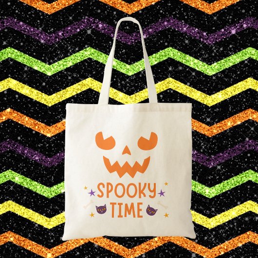 猫不気味とのタイムカボチャ顔ハロウィン トートバッグ