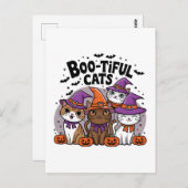 猫不気味とカボチャ ポストカード (正面/裏面)