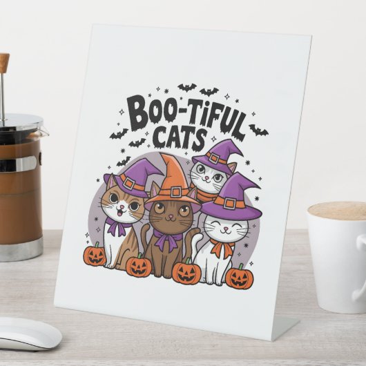 猫不気味とカボチャ 台座サイン (インサイチュ)