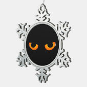 猫不気味の目 スノーフレークピューターオーナメント (右)