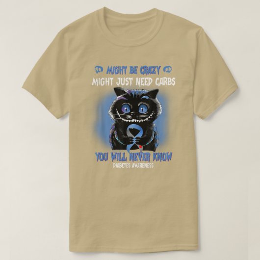 猫不気味はブルーリ熱狂するボン糖尿病阿波 Tシャツ (デザイン正面)