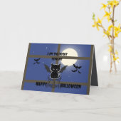 猫不気味ハロウィーン カード (黄色い花)