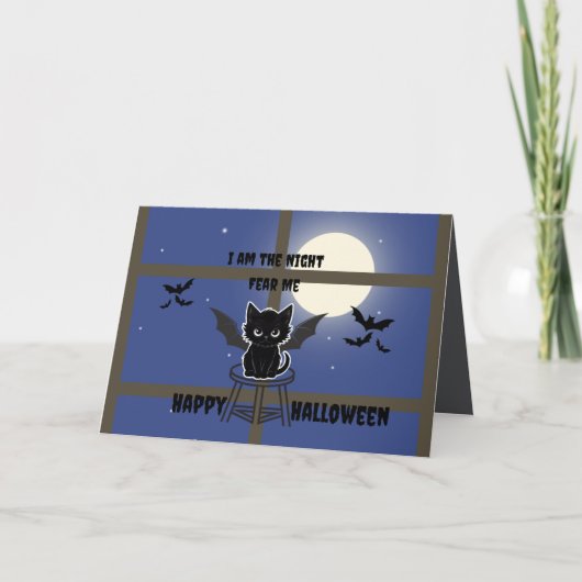 猫不気味ハロウィーン カード (正面)