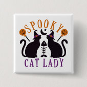 猫不気味レディーブラック猫ハロウィーン 缶バッジ (正面)