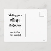 猫不気味邪悪ハロウィーンの路地の魔女 シーズンポストカード (裏面)