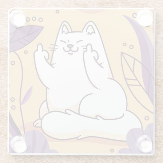 猫与えの指ガラスのコースター ガラスコースター (裏面)