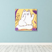 猫与えの指 キャンバスプリント (インサイチュ (ウッドフロア))