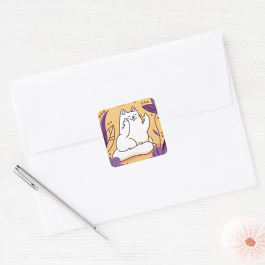 猫与えの指 スクエアシール (封筒)