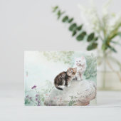 猫中国のが二匹の猫を飼う ポストカード (スタンド正面)