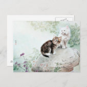 猫中国のが二匹の猫を飼う ポストカード (正面/裏面)