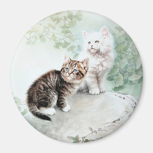 猫中国のが二匹の猫を飼う マグネット (正面)