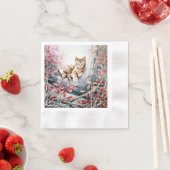 猫中国のアート猫inツリー 縁ありカクテルナプキン (インサイチュ)