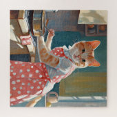 猫主婦料理ディナー ジグソーパズル (横)