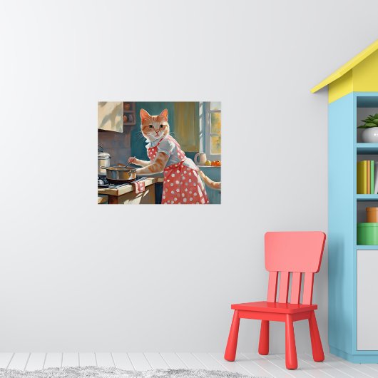 猫主婦料理ディナー ポスター (子ども部屋1)
