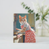 猫主婦料理ディナー ポストカード (スタンド正面)