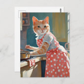 猫主婦料理ディナー ポストカード (正面/裏面)
