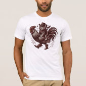 猫乗りオンドリ Tシャツ (正面)
