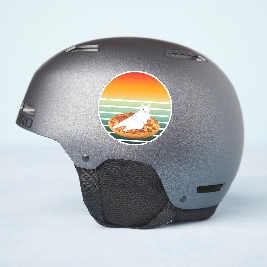 猫乗りピザレトロ シール (ヘルメット側面)