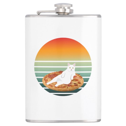 猫乗りピザレトロ フラスク (正面)