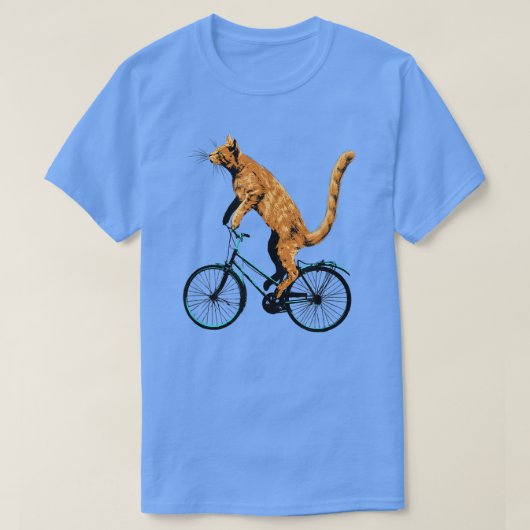 猫乗り自転車   自転車の面白い猫ティー  Tシャツ (デザイン正面)