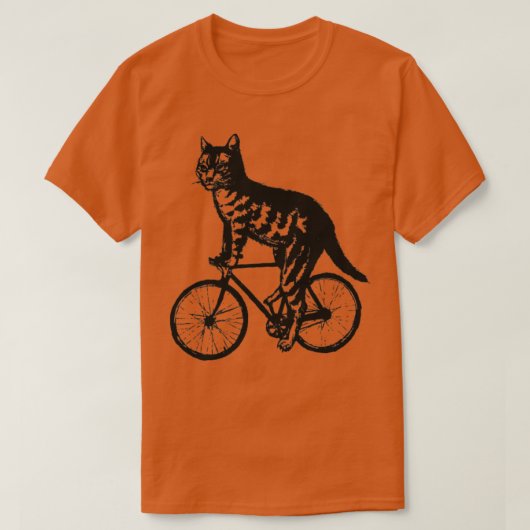 猫乗用自転車サイクリング Tシャツ (デザイン正面)