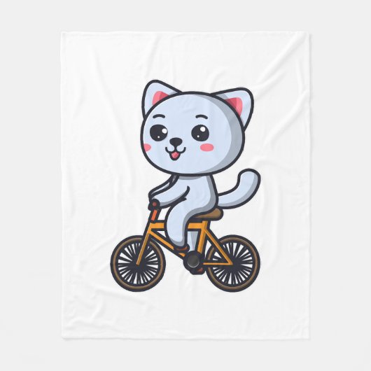 猫乗用自転車猫デザインプレゼント フリースブランケット (正面)