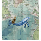 猫乗用鯨シャワーカーテン シャワーカーテン (正面)