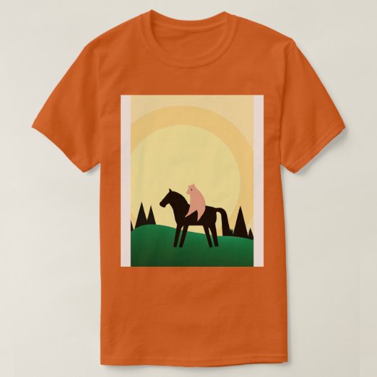 猫乗馬ミニマル Tシャツ (デザイン正面)