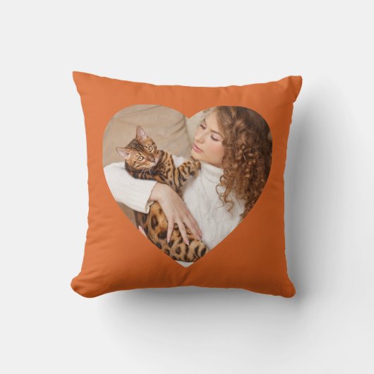 猫予測できな柄ハート形ペット写真 クッション (正面)