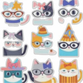 猫予測できな猫お洒落猫好き シール (正面)