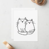 猫二匹スケッチ ノートカード (正面/裏面インサイチュ)