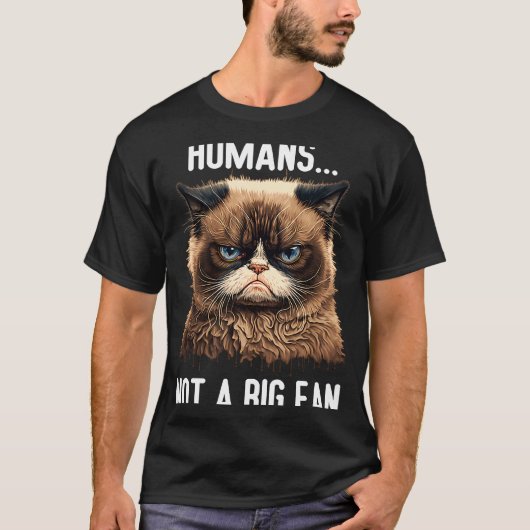 猫人間は大ファンではない猫引用文の男性 Tシャツ (正面)