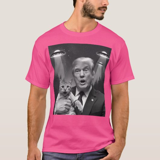 猫付きトランプ自撮りミームシャツ – おもしろいエイリアン Tシャツ (正面)