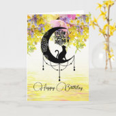 猫付きドリームキャッチャー |夢後を追のカード カード (黄色い花)