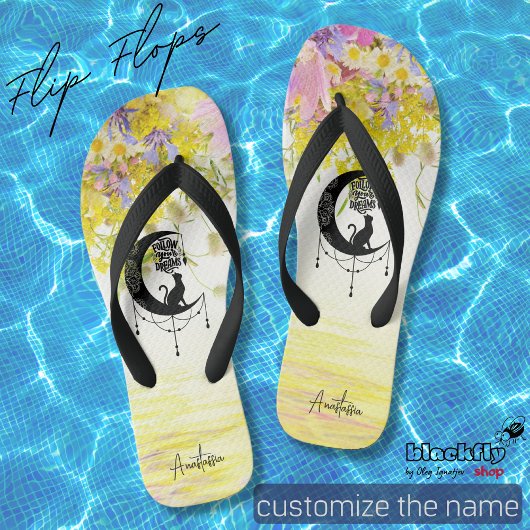 猫付きドリームキャッチャー |夢後を追のビーチ ビーチサンダル