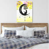 猫付きドリームキャッチャー |夢後を追の中 キャンバスプリント (インサイチュ (寝室))