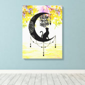 猫付きドリームキャッチャー |夢後を追の中 キャンバスプリント (インサイチュ (ウッドフロア))