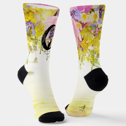 猫付きドリームキャッチャー |後を追夢を見カスタムる ソックス (傾斜あり)