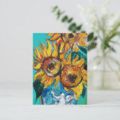 猫付きヒマワリ – 詳細 ポストカード (スタンド正面)