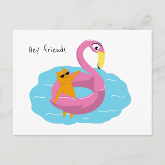 猫付き夏はがき ポストカード