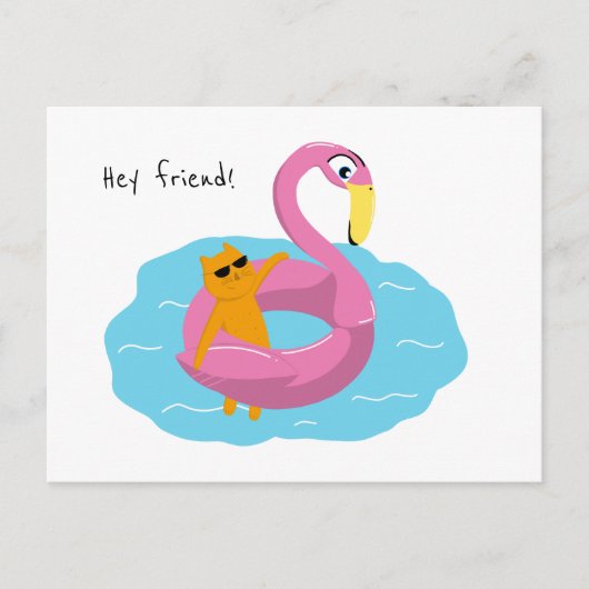 猫付き夏はがき ポストカード (正面)