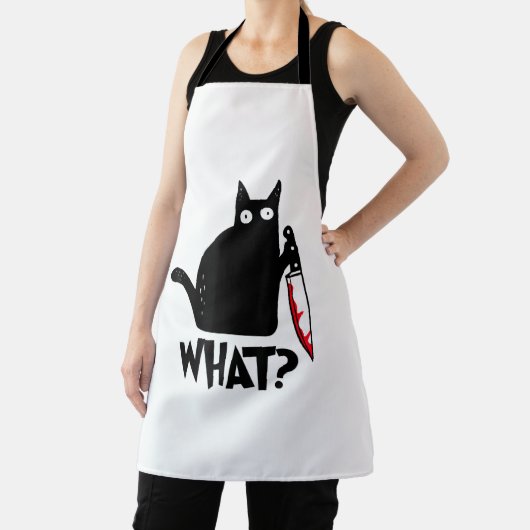 猫何おもしろい黒シャツ殺意のある猫 エプロン (インサイチュ)