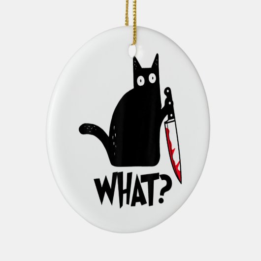 猫何おもしろい黒シャツ殺意のある猫 セラミックオーナメント (右)
