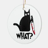 猫何おもしろい黒シャツ殺意のある猫 セラミックオーナメント (左)