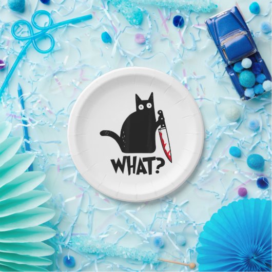 猫何おもしろい黒シャツ殺意のある猫 ペーパープレート (パーティー)