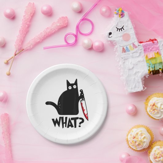 猫何おもしろい黒シャツ殺意のある猫 ペーパープレート (パーティー)