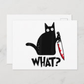 猫何おもしろい黒シャツ殺意のある猫 ポストカード (正面/裏面)